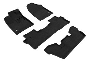 Honda Pilot Floor Mat Set - Front Rear and Third Row - 3D MAXpider - Elegant Series - Black - `16-`22